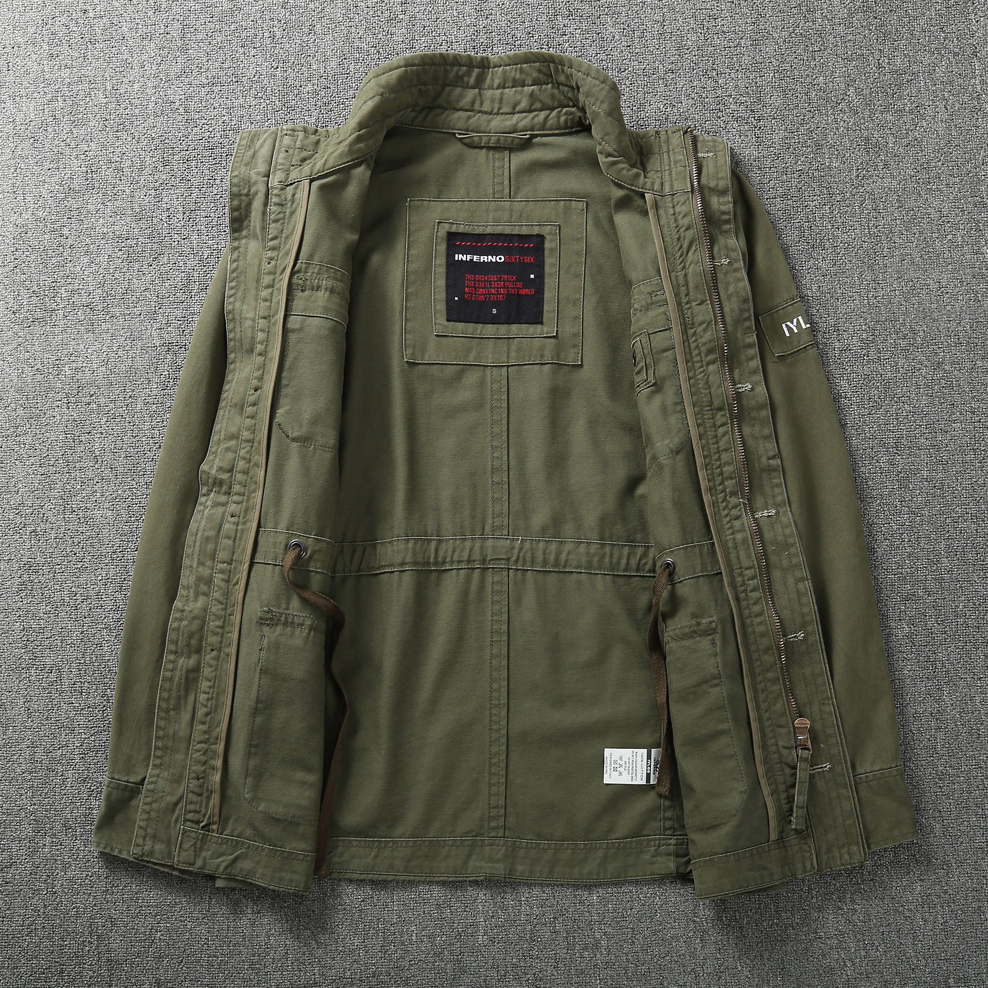 2023 New Style High Quality Autumn Jacket for Men Army Green 100 % Cotton Logo and Label Custom Windproof men's jackets