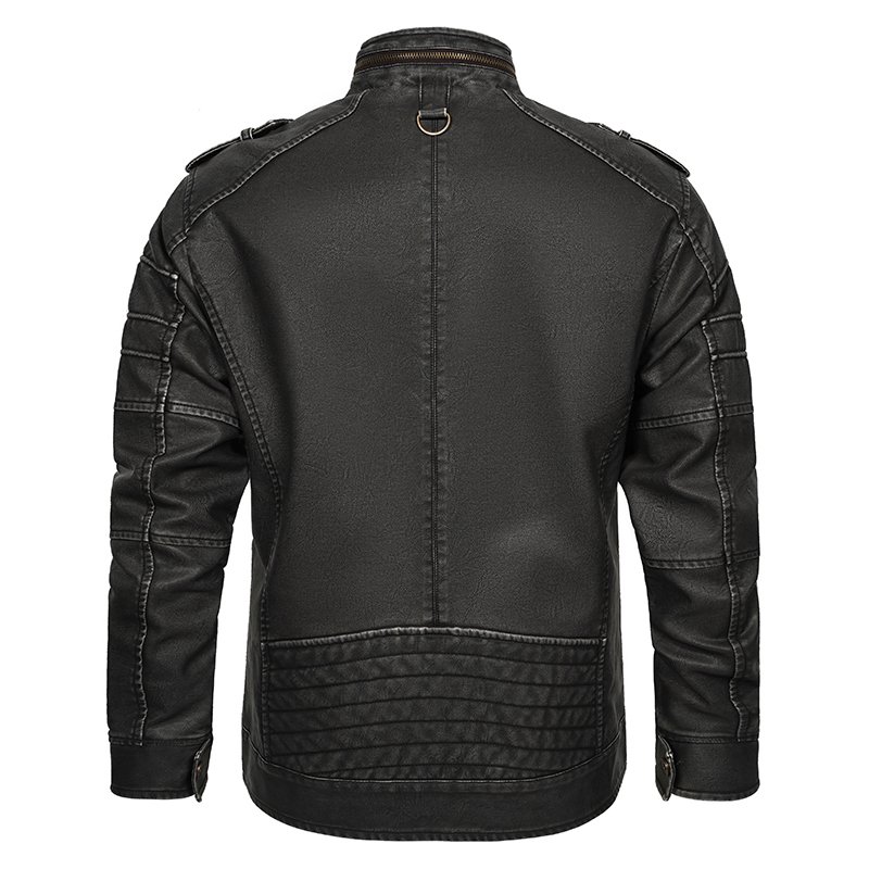 CARANFIER Men Jacket Clothing Men's Casual Windproof PU Leather Jacket New Fashion Men's Pockets Motorcycle Clothes Biker Lined