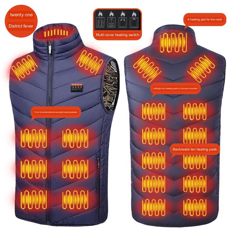 Classic men's heated vest carbon fiber 3 level temperature heated body warmer battery heated vest