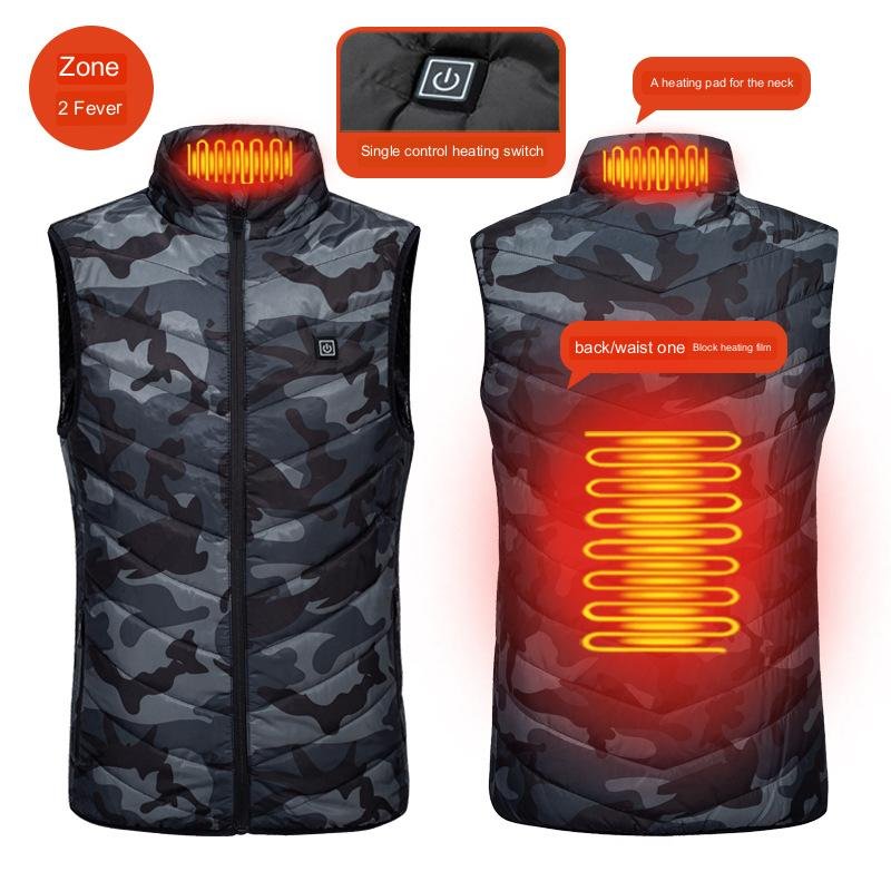 Classic men's heated vest carbon fiber 3 level temperature heated body warmer battery heated vest
