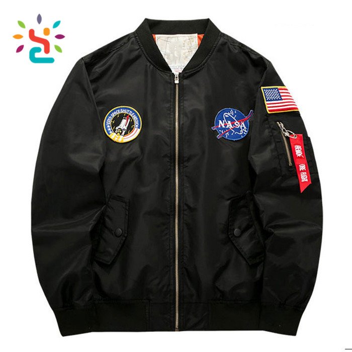 Lightweight american college jacket,nasa Men's usa flag Nasa flight jacket custom wholesale