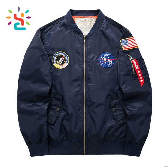 Lightweight american college jacket,nasa Men's usa flag Nasa flight jacket custom wholesale