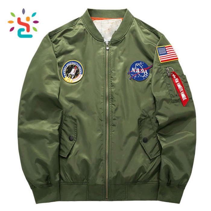 Lightweight american college jacket,nasa Men's usa flag Nasa flight jacket custom wholesale