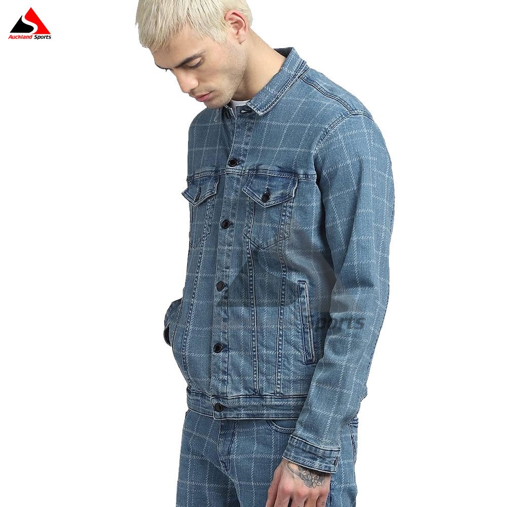 New Fashion Whisker Dark Blue 100% Cotton Denim Jacket For Men High Quality Street Men's Denim Jacket