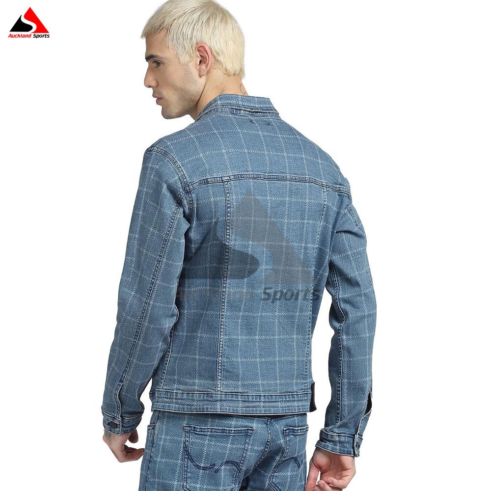 New Fashion Whisker Dark Blue 100% Cotton Denim Jacket For Men High Quality Street Men's Denim Jacket