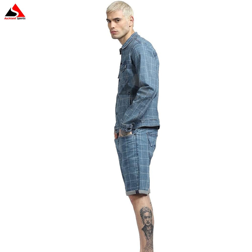 New Fashion Whisker Dark Blue 100% Cotton Denim Jacket For Men High Quality Street Men's Denim Jacket
