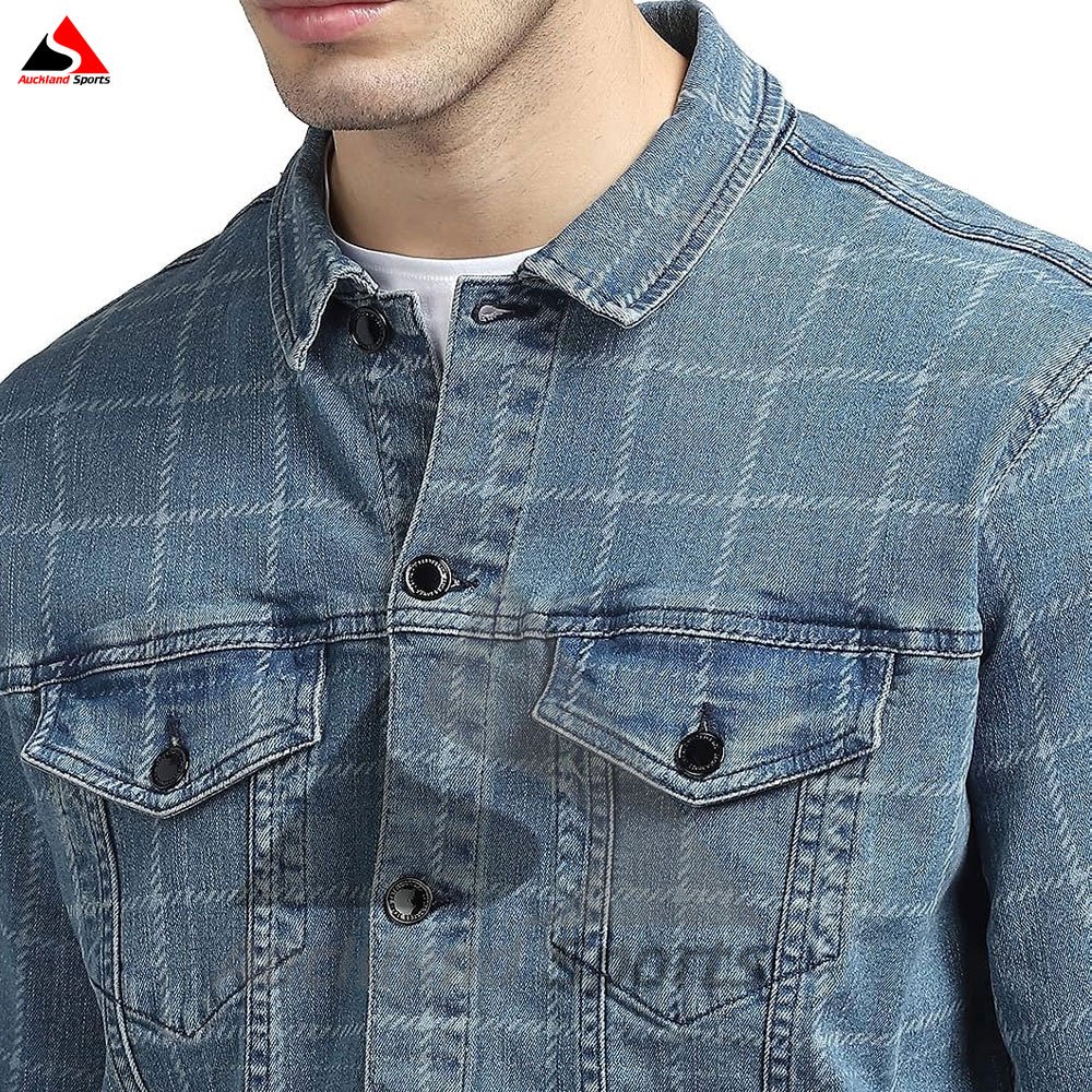 New Fashion Whisker Dark Blue 100% Cotton Denim Jacket For Men High Quality Street Men's Denim Jacket