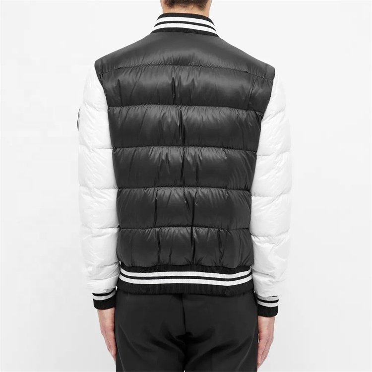 Custom Made Men's Two Tone Puffer Baseball Bomber Jacket Long Varsity Style with Logo Decoration Breathable Waterproof Fabric