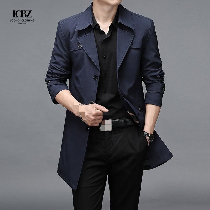 Fashion New Windproof Casual Slim Fit Wholesale Windbreaker Jackets Long Coat With Suit Coats Men's Jackets