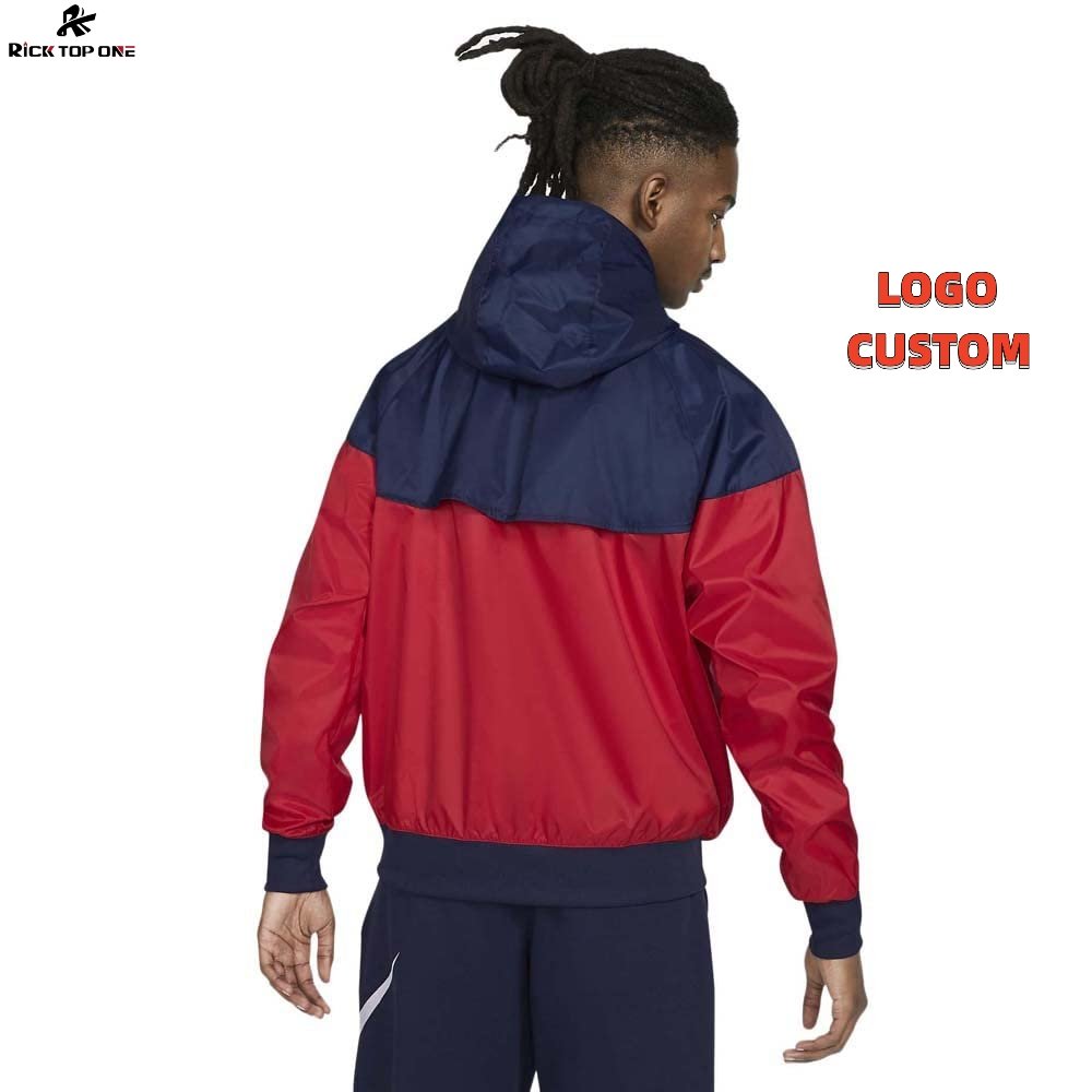 OEM Manufacturer Custom Logo Color Block Premium Polyester Plus Size Men's windbreaker jacket
