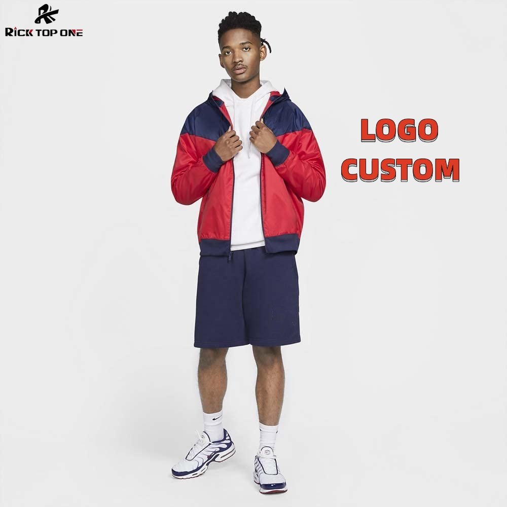 OEM Manufacturer Custom Logo Color Block Premium Polyester Plus Size Men's windbreaker jacket