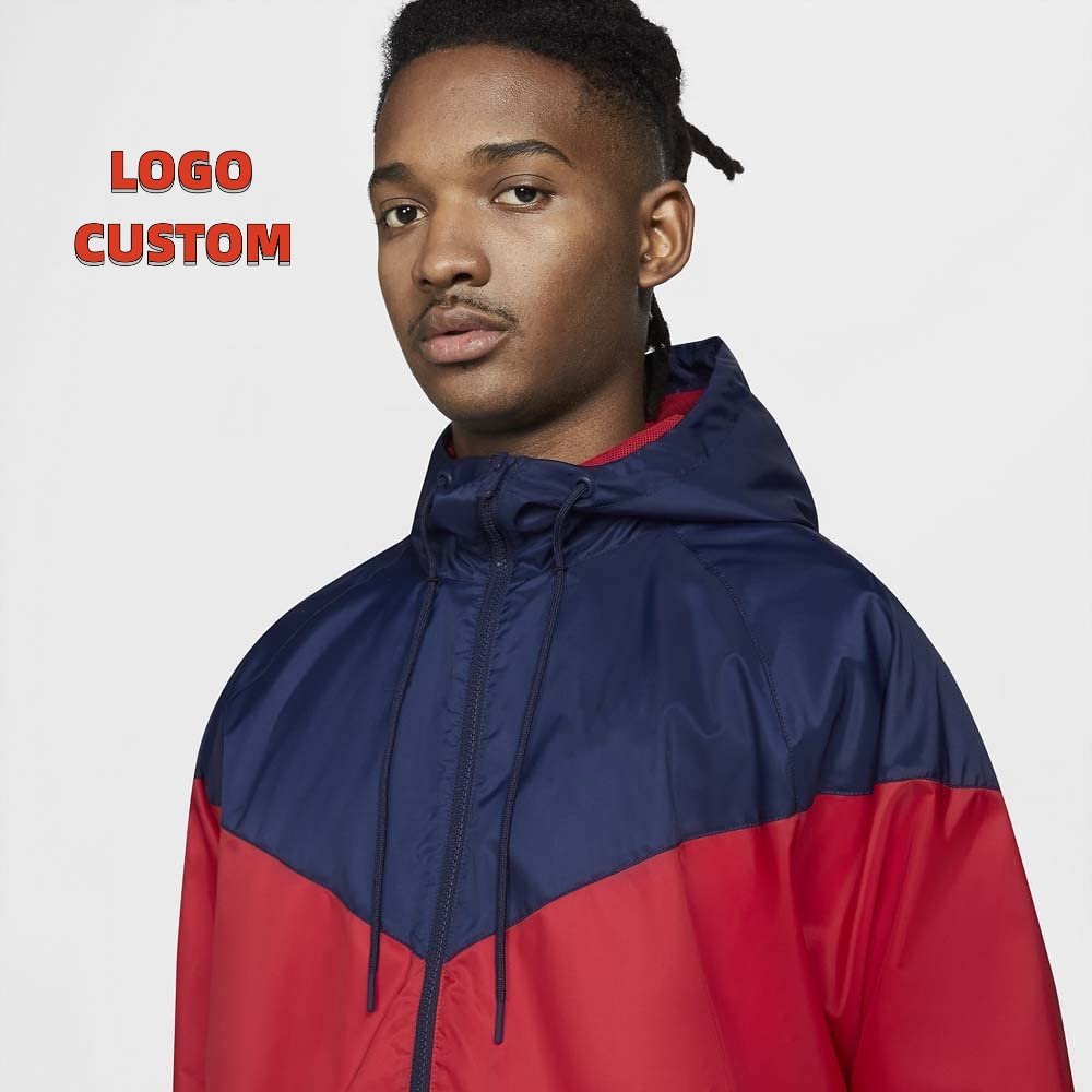 OEM Manufacturer Custom Logo Color Block Premium Polyester Plus Size Men's windbreaker jacket