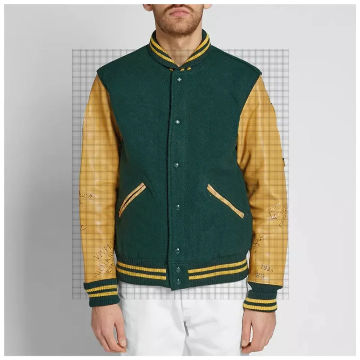 Leather Sleeve Vintage Baseball Letterman Varsity Jacket Custom Chain Chenille Patch Embroidery for Men Casual Woven Unisex