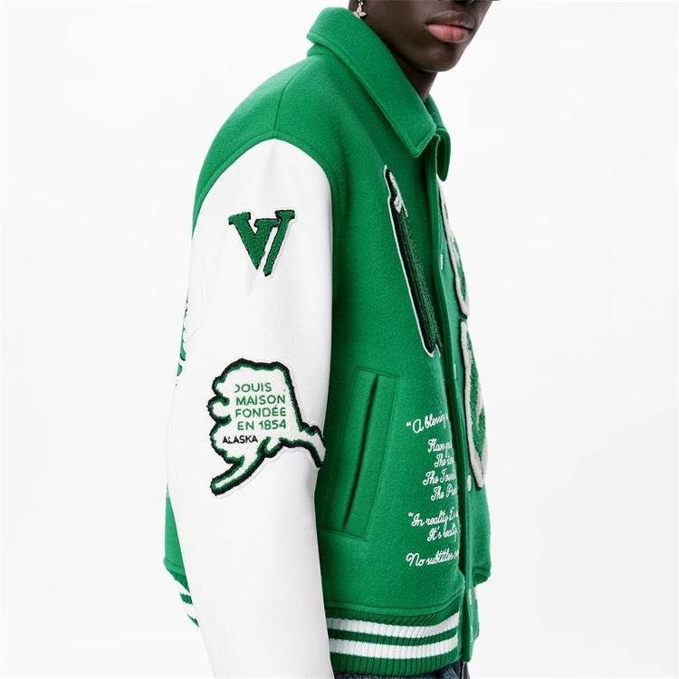 Leather Sleeve Vintage Baseball Letterman Varsity Jacket Custom Chain Chenille Patch Embroidery for Men Casual Woven Unisex