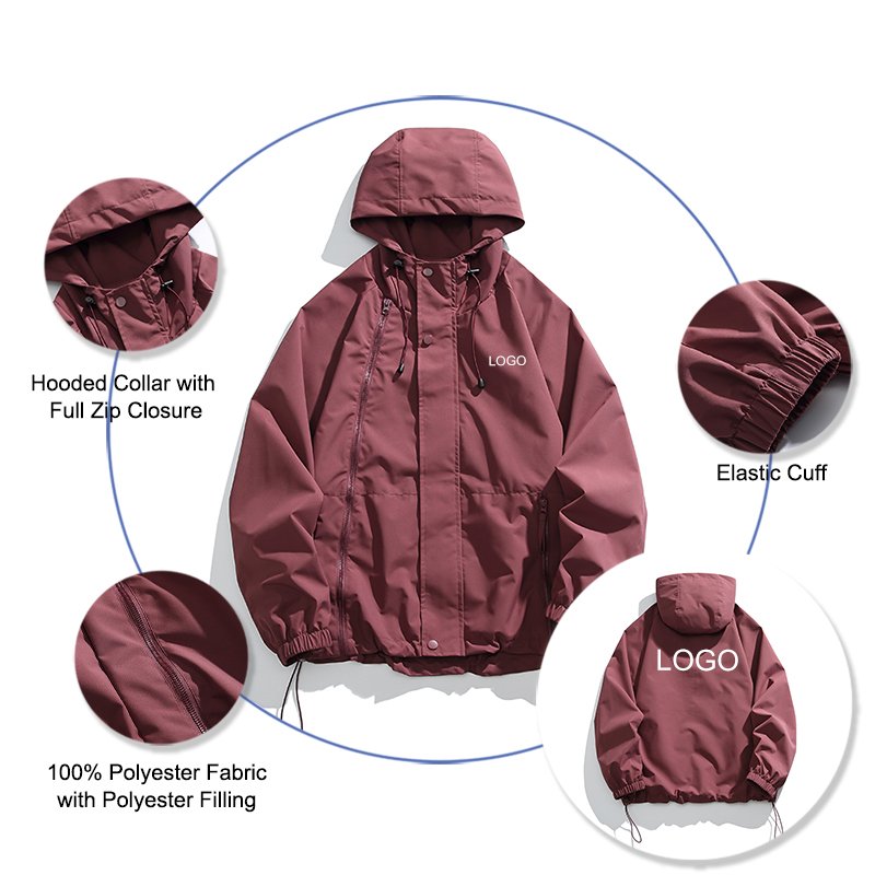 Unisex Softshell Waterproof Outdoor Jackets with Custom Logo Windbreaker Hooded Polyester Spring Jacket