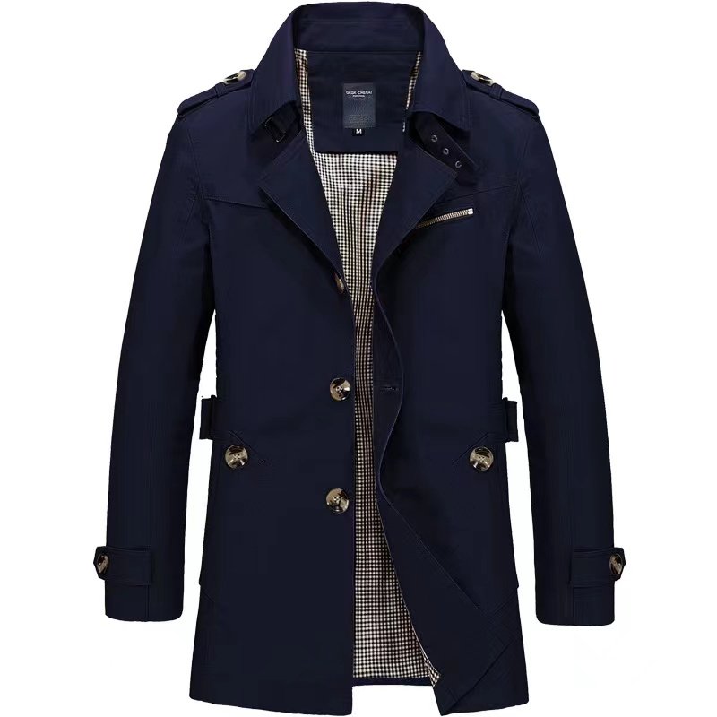 Custom 2023 Spring and Autumn Men's Long Jacket with Lapel Single-Breasted Vintage Cotton Loose Plus Size Coat for Outdoor Wear