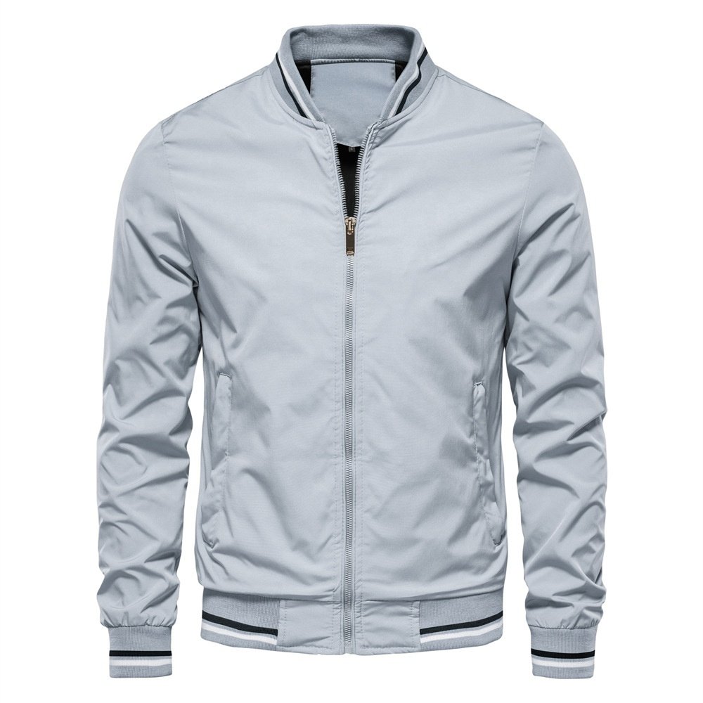 High Quality Men's Solid Color Bomber Jacket Quick Dry Slim Fit Baseball Style Casual Zipper Closure for Autumn Fashion