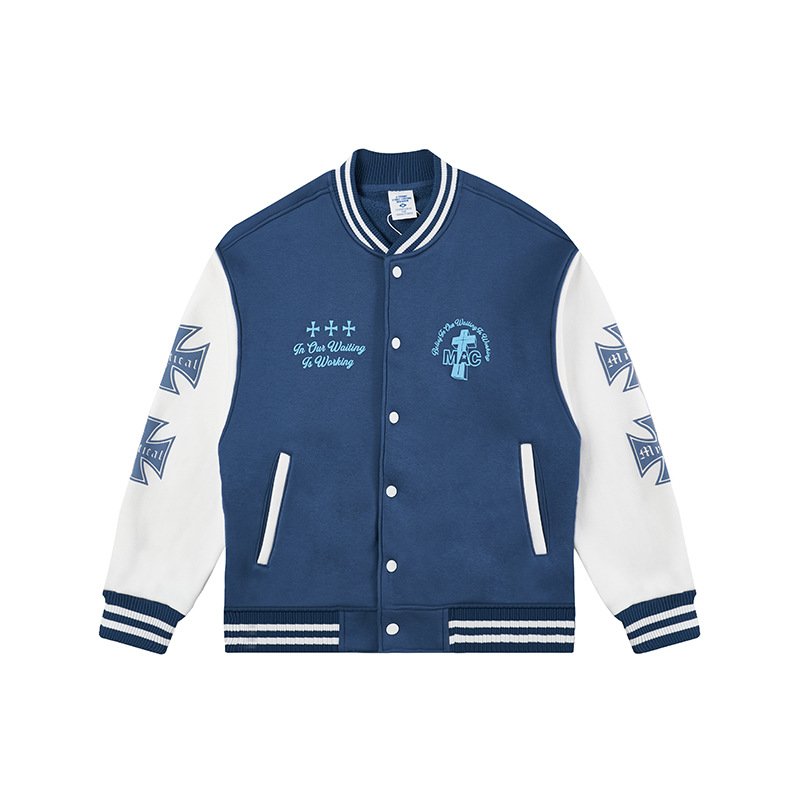 High Quality Embroidery Cotton Polar Fleece Streetwear Plus Size Men'S Baseball Jackets