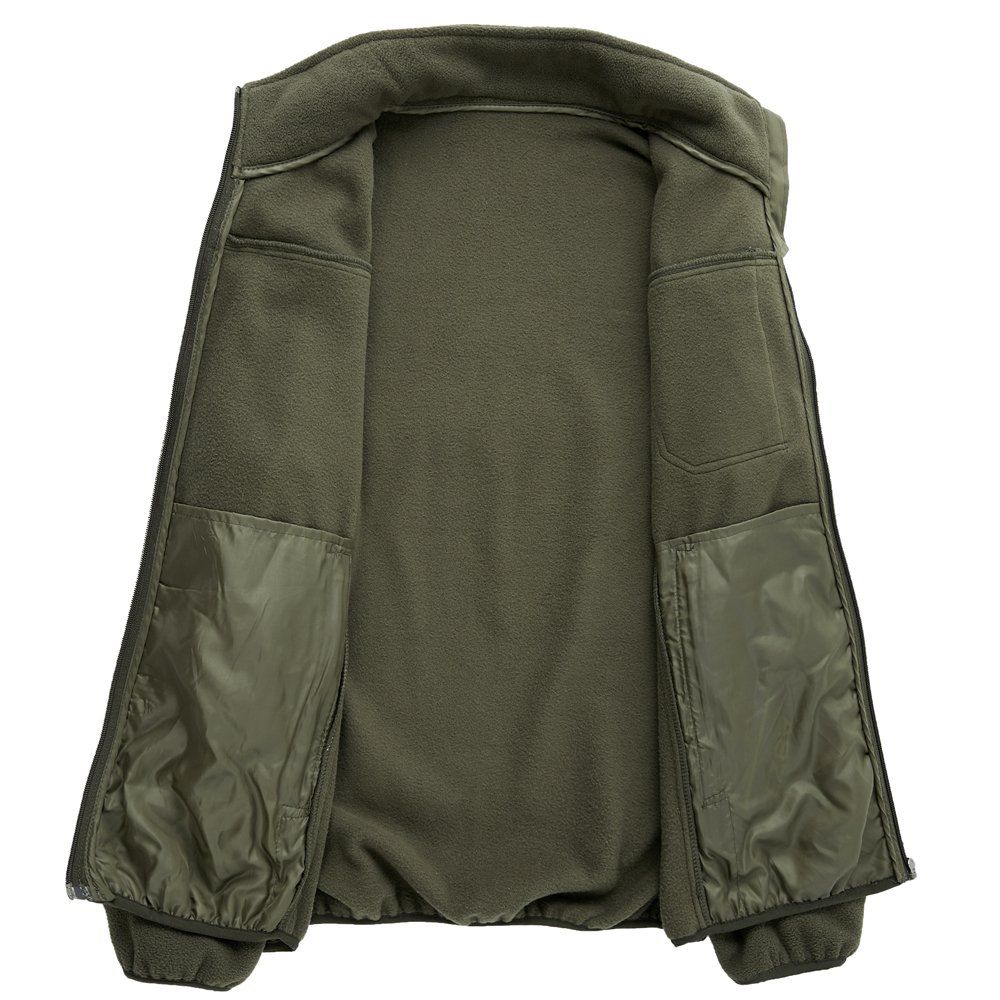New Men Outdoor Soft Warm Sherpa Fleece Jacket Multi Pocket Solid Zip Up Factory Customize Polar Fleece Jacket Man In Winter