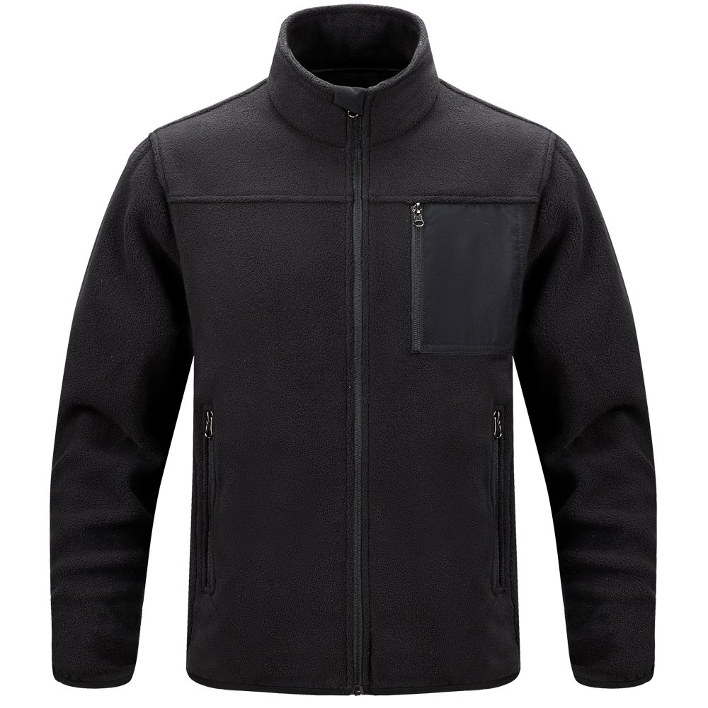 New Men Outdoor Soft Warm Sherpa Fleece Jacket Multi Pocket Solid Zip Up Factory Customize Polar Fleece Jacket Man In Winter