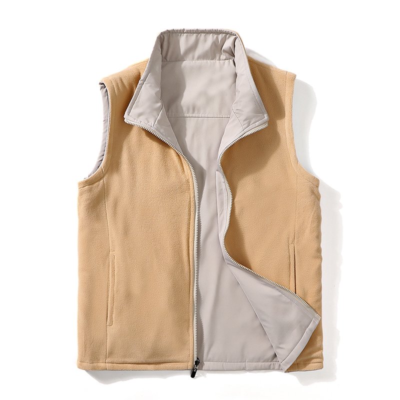 Custom Logo Reversible Sleeveless Jackets for Men Polar Fleece Outdoor Sports Uniform Embroidery Logo Waistcoat