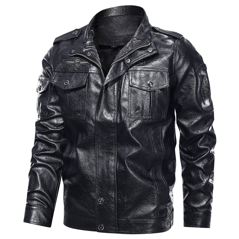 Warm Inner New Design Winter Leather Long Coat Leather Jacket Slim Fit PU Leather Plus Size Men's Jacket
