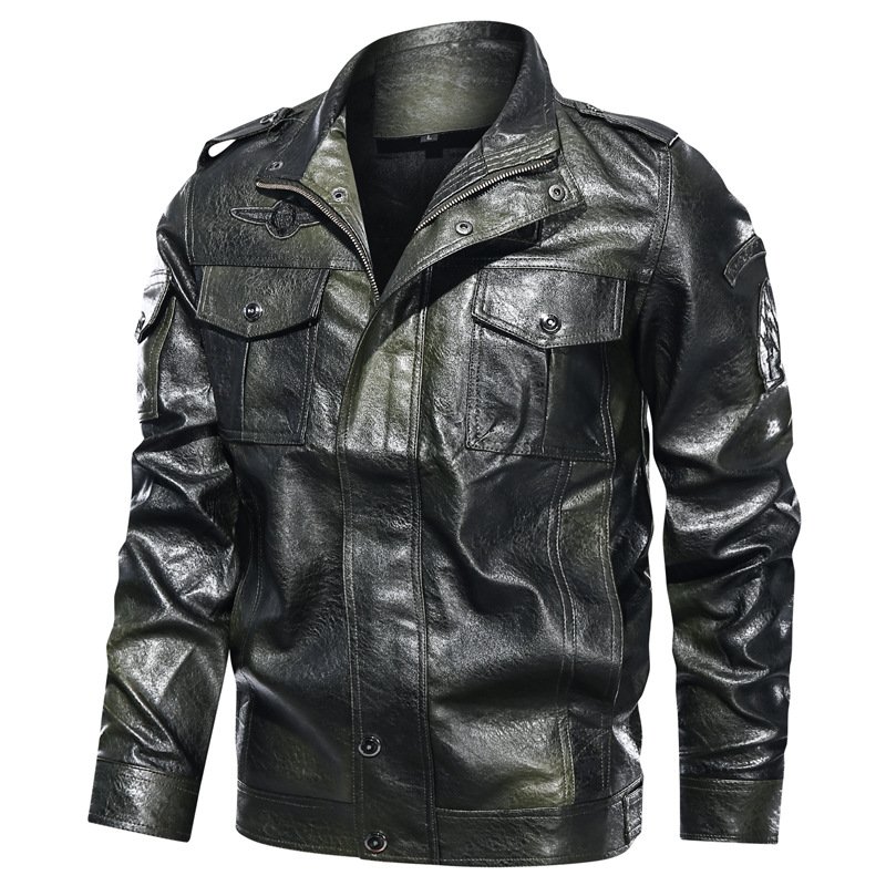 Warm Inner New Design Winter Leather Long Coat Leather Jacket Slim Fit PU Leather Plus Size Men's Jacket