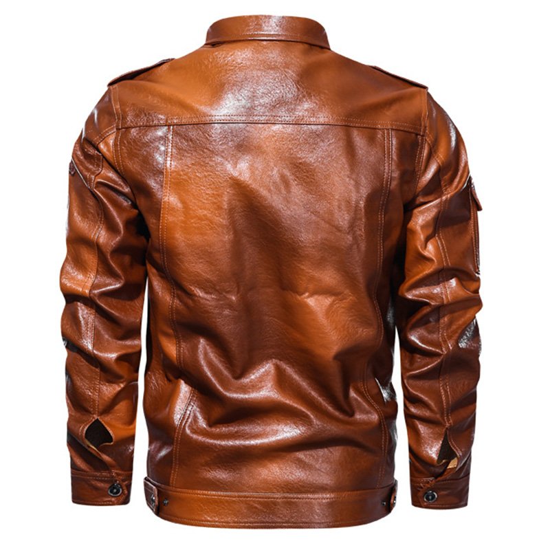 Warm Inner New Design Winter Leather Long Coat Leather Jacket Slim Fit PU Leather Plus Size Men's Jacket