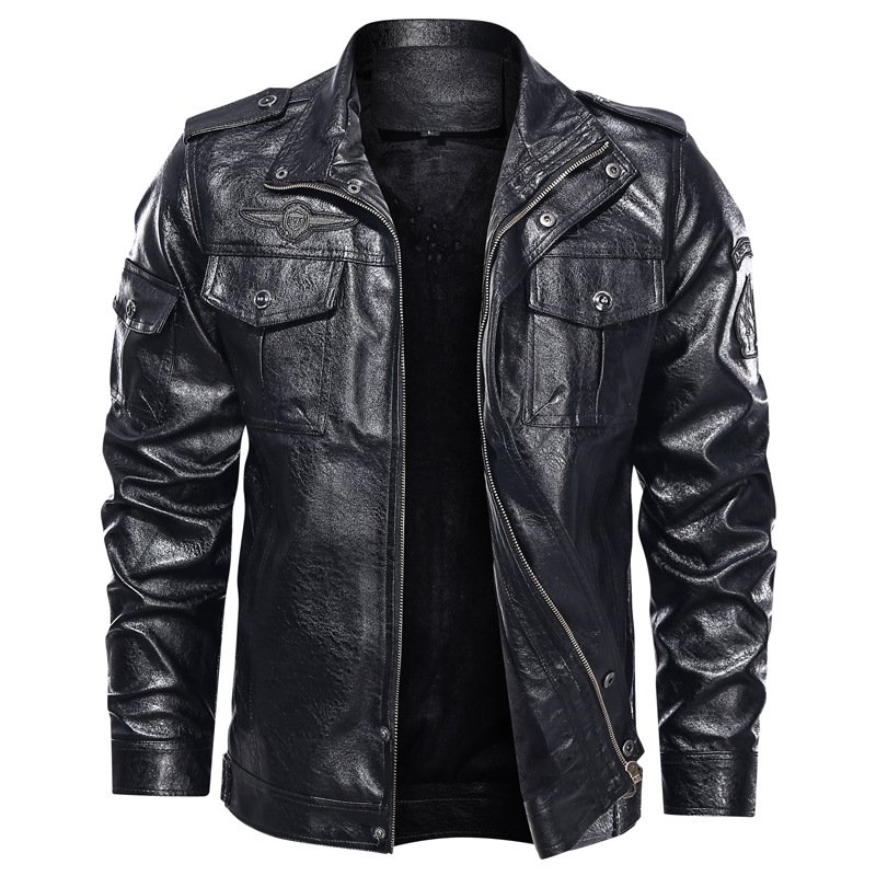 Warm Inner New Design Winter Leather Long Coat Leather Jacket Slim Fit PU Leather Plus Size Men's Jacket