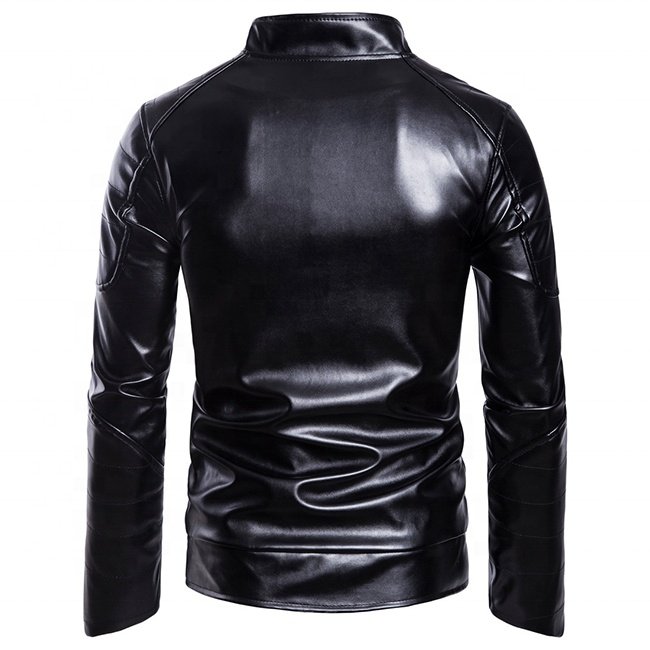 high quality new fashion black and red zipper collar men's leather PU jackets