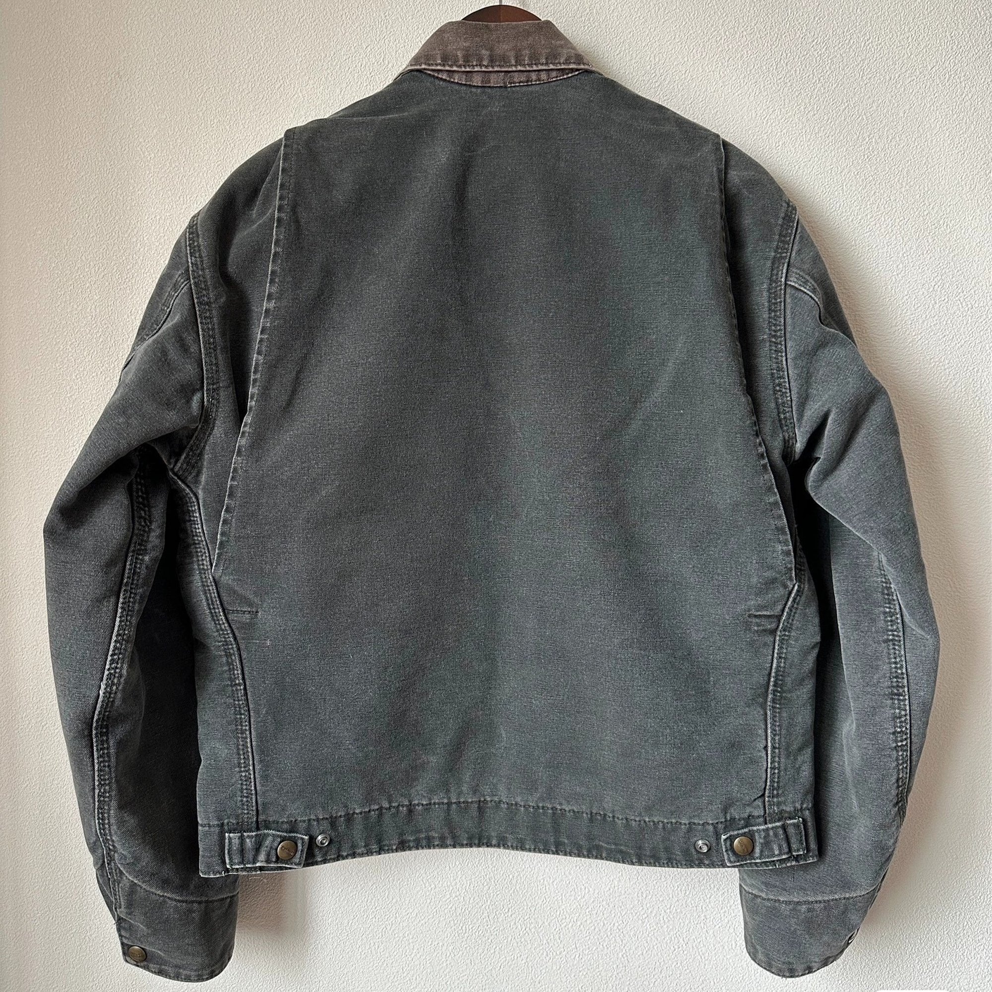 Winter Vintage Sun Faded Washed Trucker Carpenter Detroit Denim Work Jean Jacket Coat For Men