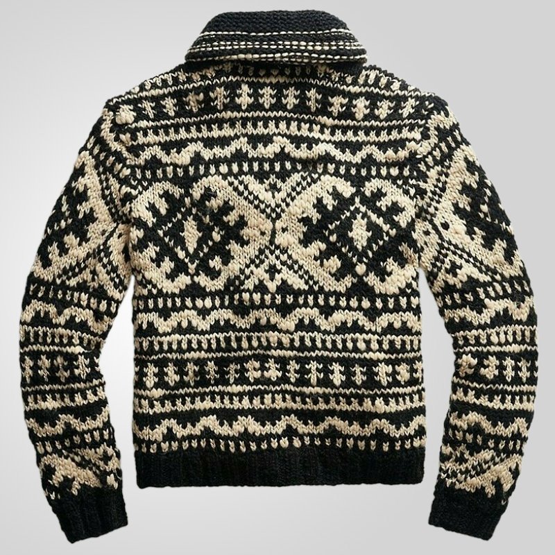 Men's Retro Sweater Jacket, European Size, Long Sleeve Jacquard Zipper Cardigan, Woolen Coat, Wholesale in Stock
