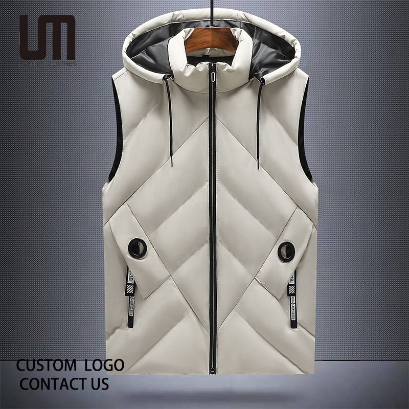 Liu Ming Custom Logo Wholesale 2024 Good Quality Winter Warm Men Clothing Sleeveless Oversized 6XL Hooded Vest Jacket Waistcoat