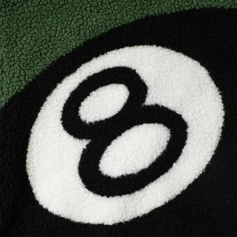 Reversible sherpa fleece wholesale fur streetwear hip hop branded teddy outdoor polar 8 ball winter sherpa fleece jacket for men