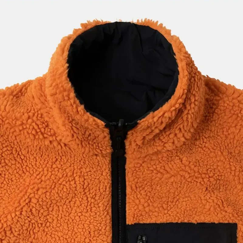 Reversible sherpa fleece wholesale fur streetwear hip hop branded teddy outdoor polar 8 ball winter sherpa fleece jacket for men