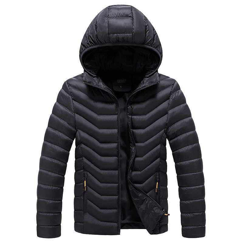 Sidiou Group Plus Size Mens Casual Padded Coats Bubble Puffer Cotton Jacket Warm Windproof Lightweight Men's Hood Jacket