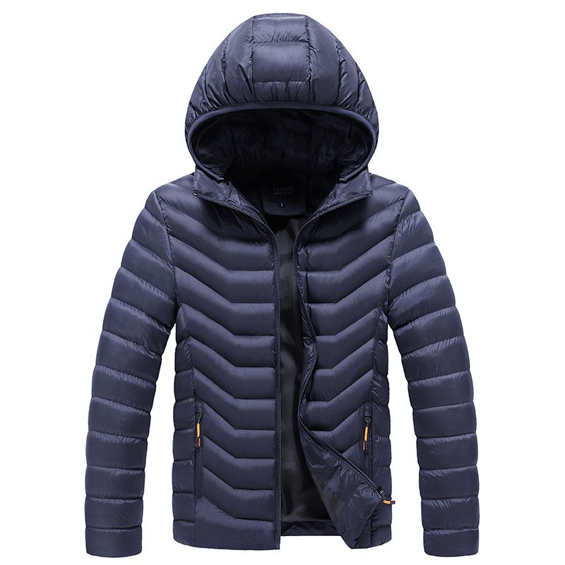 Sidiou Group Plus Size Mens Casual Padded Coats Bubble Puffer Cotton Jacket Warm Windproof Lightweight Men's Hood Jacket