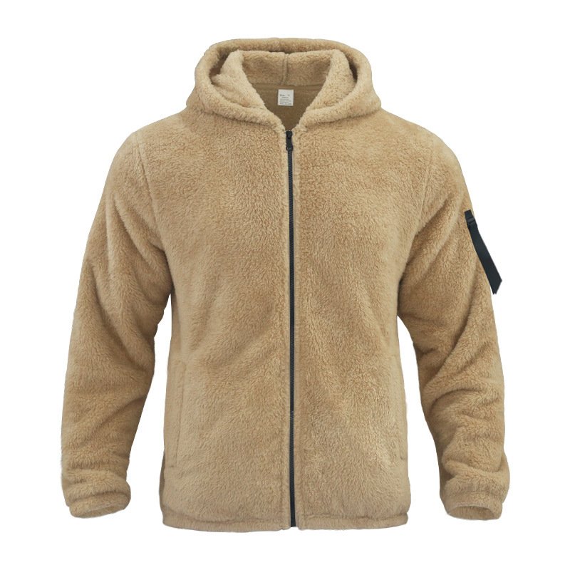 Factory Winter Double-Faced Fleece For Warmth Hooded Coats Custom Heat Transfer Logo Autumn Boxy Plain Zip Men'S Jackets