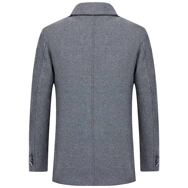 Men's Winter Single Breasted Belted Pea Coat Outdoor Woolen Warm Jacket for Men