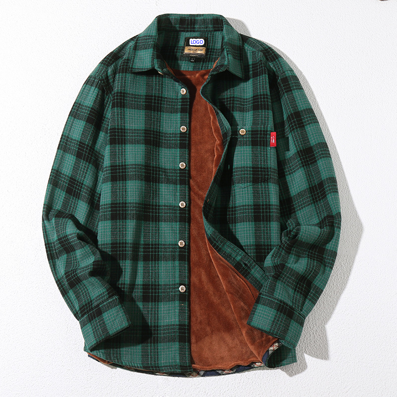 Custom Casual Plus Size Check Shirt Oversized Flannel Fleece Men'S Stylish Plaid Long Sleeve Shirts
