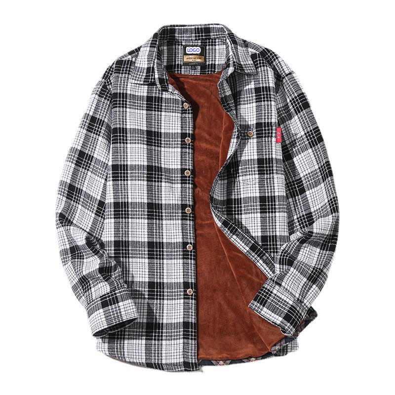 Custom Casual Plus Size Check Shirt Oversized Flannel Fleece Men'S Stylish Plaid Long Sleeve Shirts
