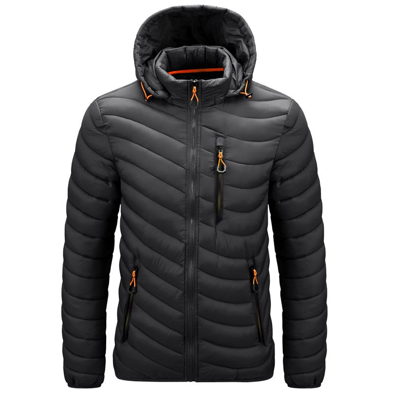 2022 Winter cotton padded casual soft warm hooded outdoor goose down large size casual light coat clothes men's jacket