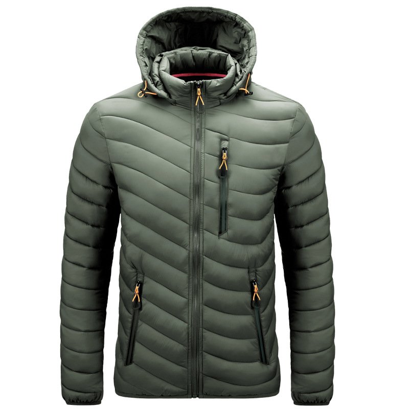 2022 Winter cotton padded casual soft warm hooded outdoor goose down large size casual light coat clothes men's jacket