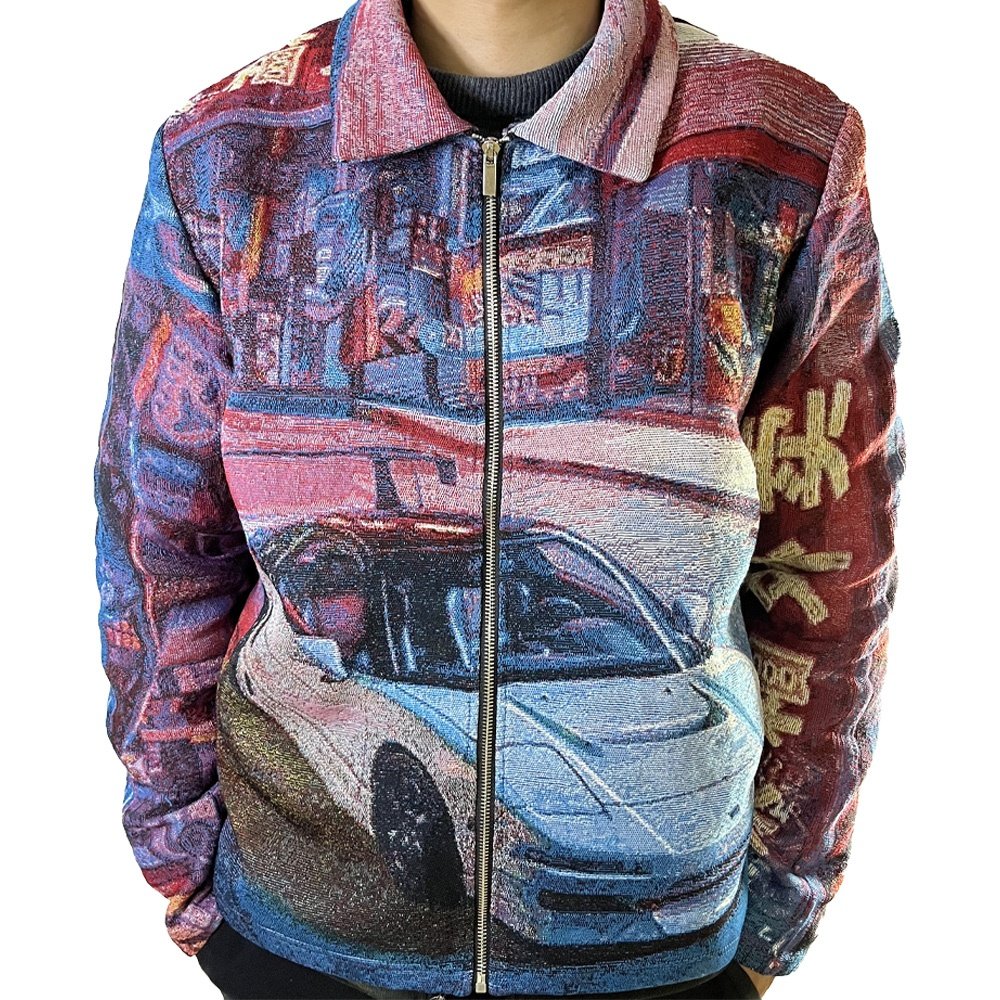 Tapestry Cardigan Custom Streetwear Jacket V Neck Man Clothing Tapestri Blanket Jackets Men's Black Sweater Skeleton Button Coat