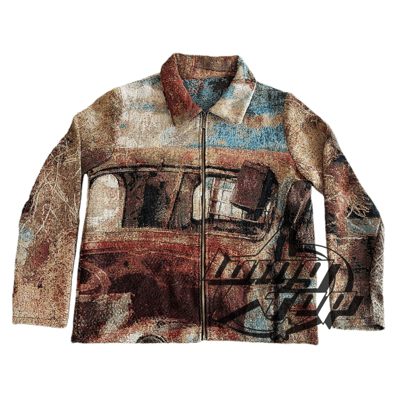 Tapestry Cardigan Custom Streetwear Jacket V Neck Man Clothing Tapestri Blanket Jackets Men's Black Sweater Skeleton Button Coat