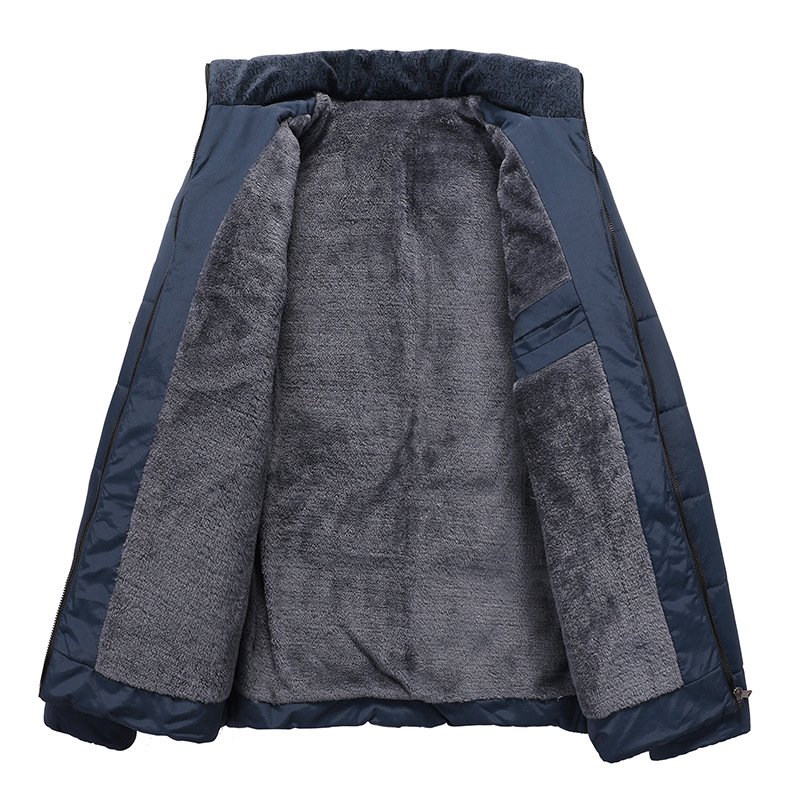 OEM Custom Design Men's Plush Thickened Parkas Stand Collar Winter Jacket Men's Parker Coat Warm Thick Zipper Coat Padded Jacket