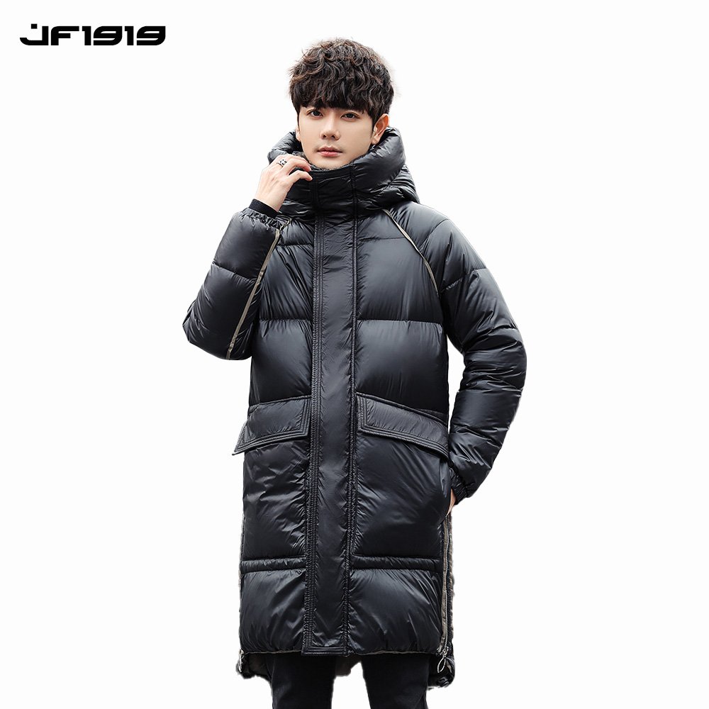 Factory custom solid color duck down warm windproof comfortable winter men's down jacket with round collar