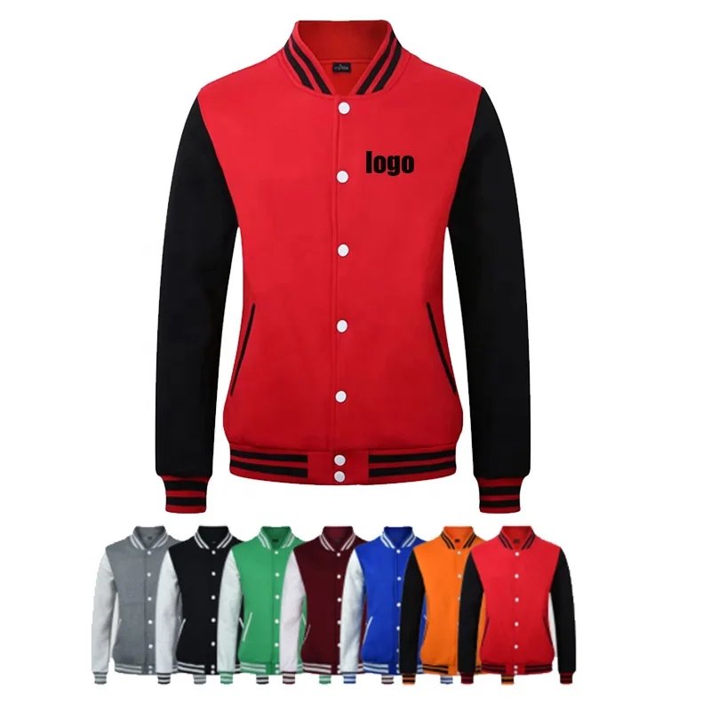 Wholesale spring and autumn Custom Printing logo Plus Size Unisex Men's varsity bomber Uniform baseball Jacket
