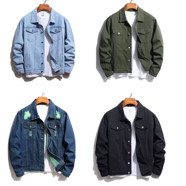 2023 Hot Sale streetwear Spring Autumn Leisure Slim White Denim utility Jacket Custom Printed Logo Men's Jean Jacket