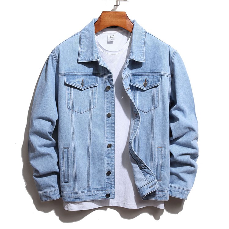 2023 Hot Sale streetwear Spring Autumn Leisure Slim White Denim utility Jacket Custom Printed Logo Men's Jean Jacket